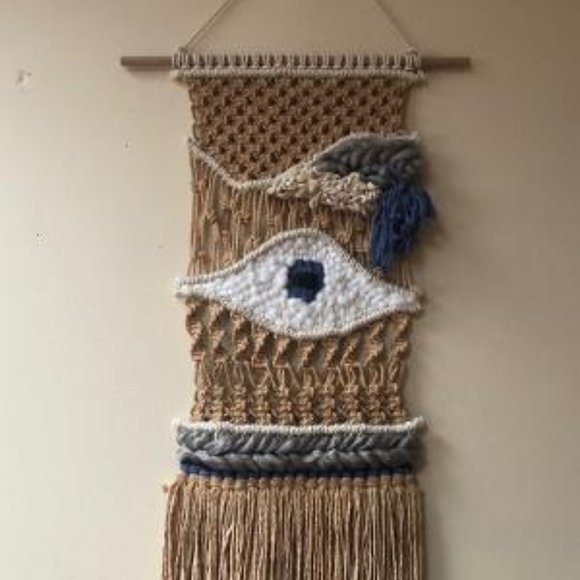 Evil Eye Wall Hanging Macrame Handmade - Picture 1 of 4
